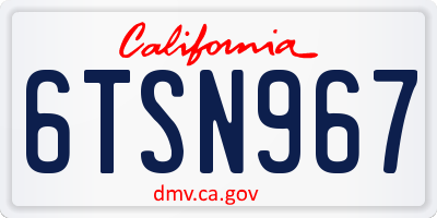 CA license plate 6TSN967