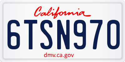 CA license plate 6TSN970