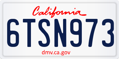 CA license plate 6TSN973