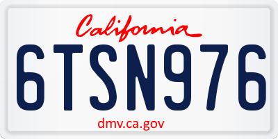 CA license plate 6TSN976