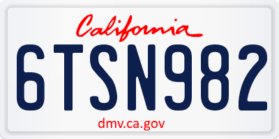 CA license plate 6TSN982