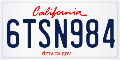 CA license plate 6TSN984