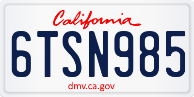CA license plate 6TSN985