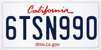 CA license plate 6TSN990