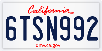 CA license plate 6TSN992