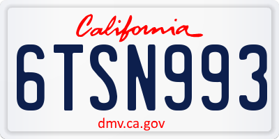 CA license plate 6TSN993