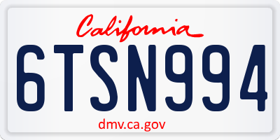 CA license plate 6TSN994