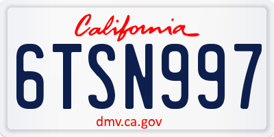 CA license plate 6TSN997