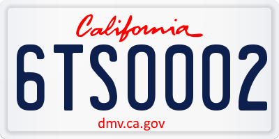 CA license plate 6TSO002