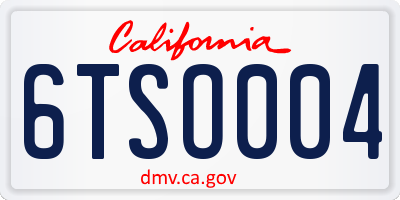 CA license plate 6TSO004