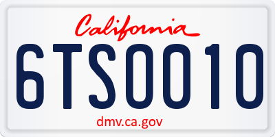 CA license plate 6TSO010