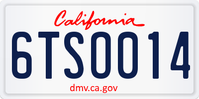 CA license plate 6TSO014