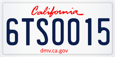 CA license plate 6TSO015