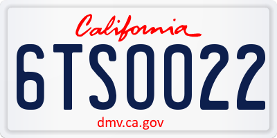 CA license plate 6TSO022