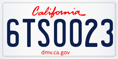 CA license plate 6TSO023