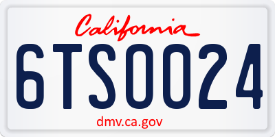 CA license plate 6TSO024