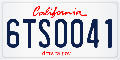 CA license plate 6TSO041