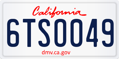 CA license plate 6TSO049