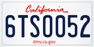 CA license plate 6TSO052