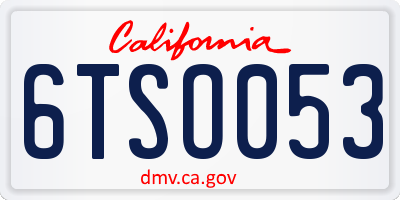 CA license plate 6TSO053