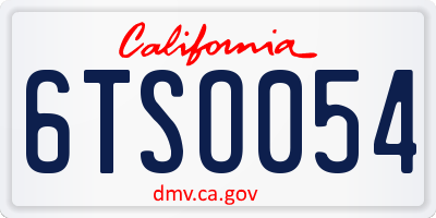 CA license plate 6TSO054