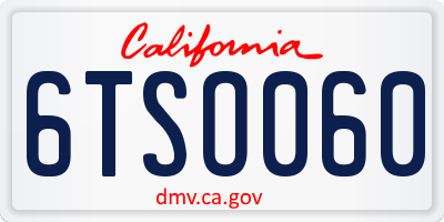 CA license plate 6TSO060