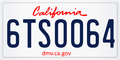 CA license plate 6TSO064