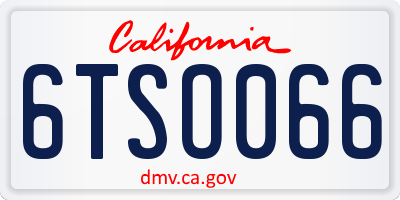 CA license plate 6TSO066