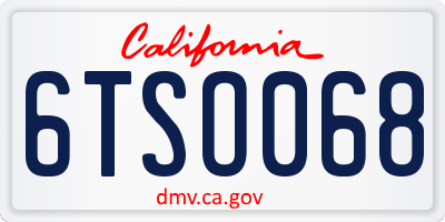 CA license plate 6TSO068