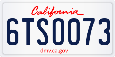 CA license plate 6TSO073
