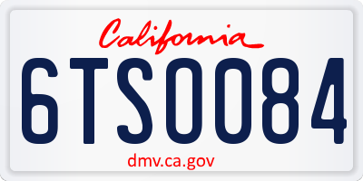 CA license plate 6TSO084