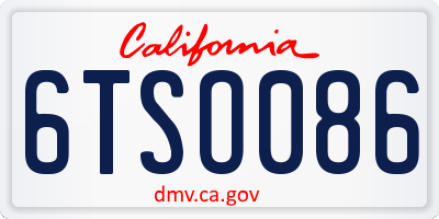 CA license plate 6TSO086