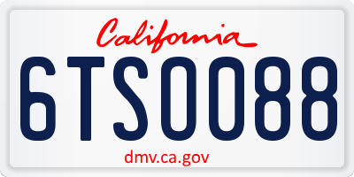 CA license plate 6TSO088