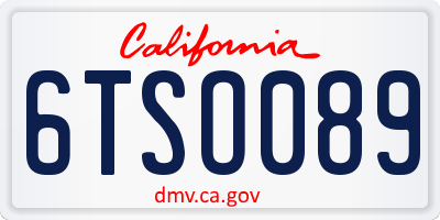 CA license plate 6TSO089