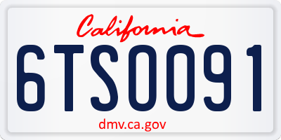 CA license plate 6TSO091