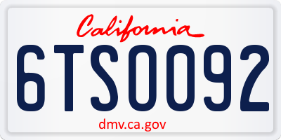 CA license plate 6TSO092