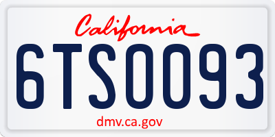 CA license plate 6TSO093