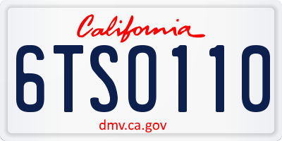 CA license plate 6TSO110