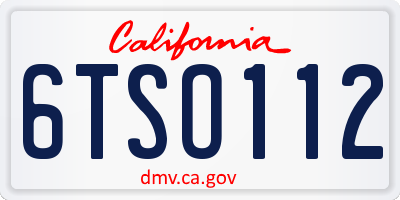 CA license plate 6TSO112