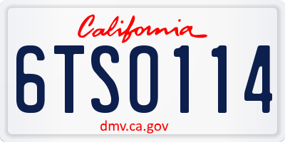 CA license plate 6TSO114