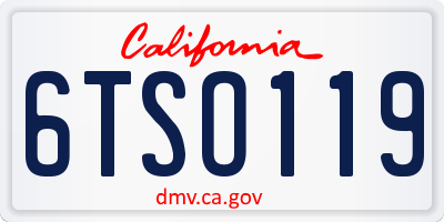 CA license plate 6TSO119
