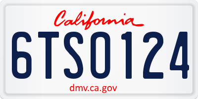 CA license plate 6TSO124