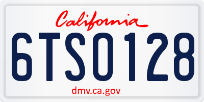 CA license plate 6TSO128
