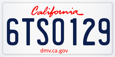 CA license plate 6TSO129