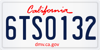 CA license plate 6TSO132