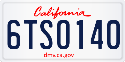 CA license plate 6TSO140