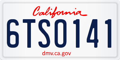 CA license plate 6TSO141