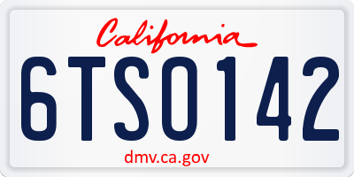CA license plate 6TSO142