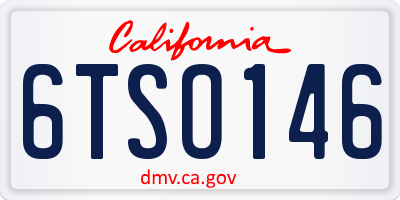 CA license plate 6TSO146