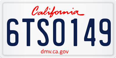 CA license plate 6TSO149